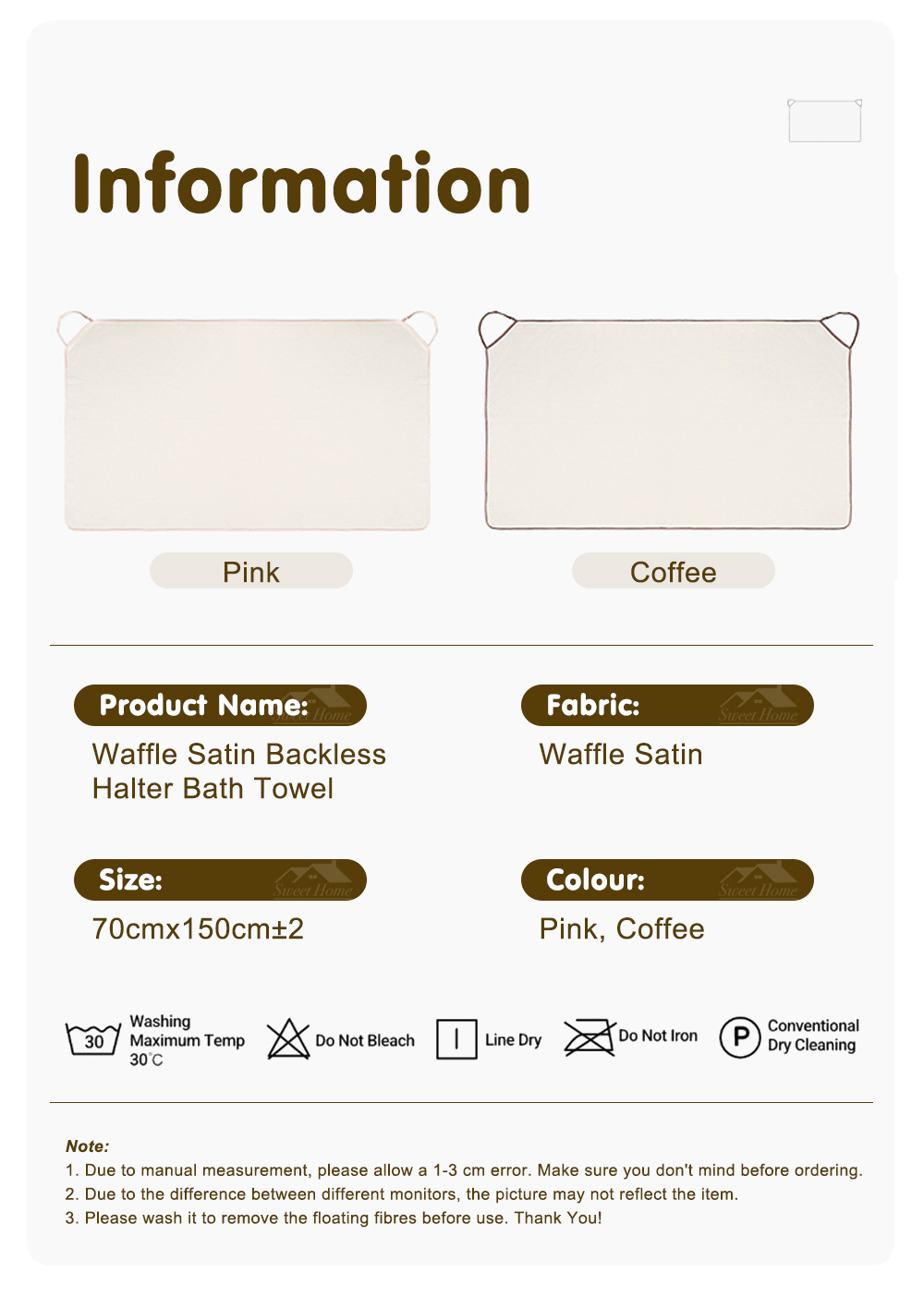 Waffle Satin Backless Halter Bath Towel-9